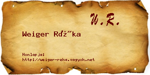 Weiger Réka névjegykártya